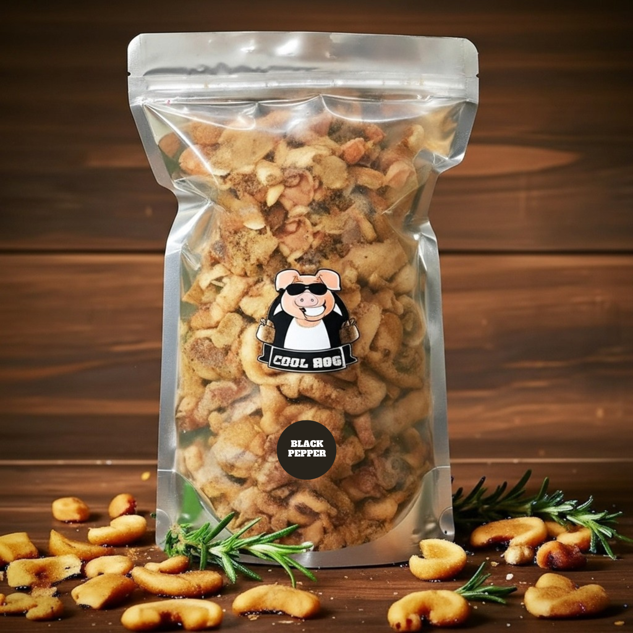Salt & Cracked Black Pepper Flavour Pork Scratching Resealable Bag