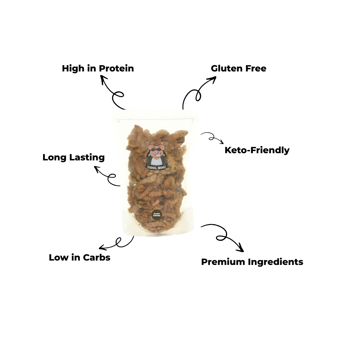 Salt & Cracked Black Pepper Flavour Pork Scratching Jar Refill - Cool Hog Snacks