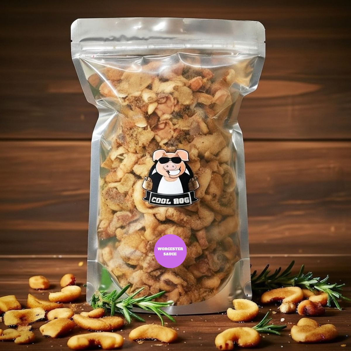 Limited Edition Worcester Sauce Flavour Pork Scratching Resealable Bag