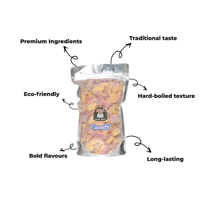 Traditional Rhubarb & Custard Candy Resealable Bag - 1KG